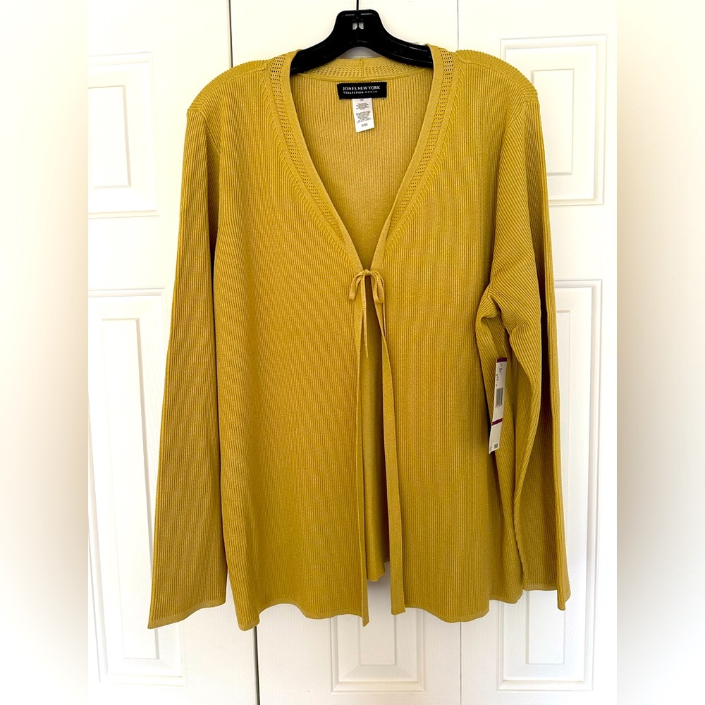 Jones New York gold single tie cardigan-2x stretch